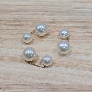 White Pearl Brooch Pin Dress Waist Cincher Neckline Fabric Tuck Clasp